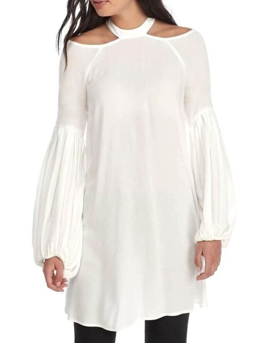 Free People XS Boho Retro Off The shoulder Choker tunic Peasant Sleeve